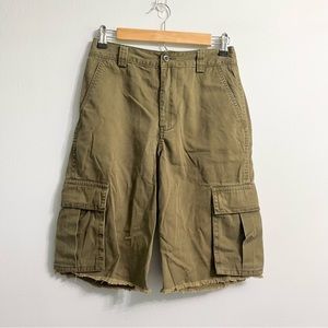 J. Crew Kid Chinos Cargo Shorts in Hunter or Camo Green w Raw Hem Long 14